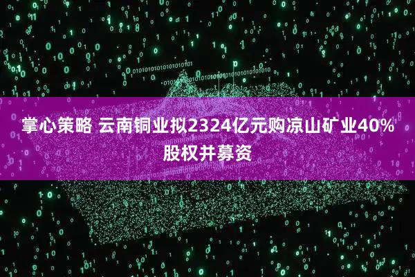 掌心策略 云南铜业拟2324亿元购凉山矿业40%股权并募资
